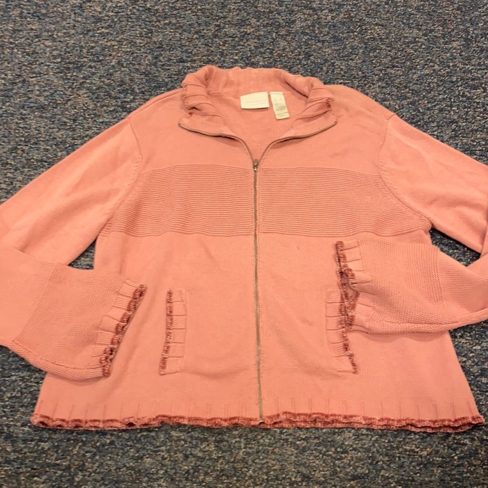 Liz Claiborne Pink Zip-Front Knit Sweater